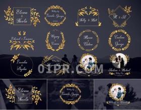 Pr字幕模板 12组金色优雅浪漫婚礼动态标题文字 Pr素材